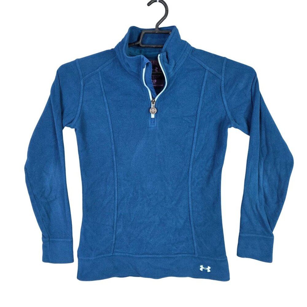 Womens Under Armour Blue 1/4 Zip Performance Fleece Pullover Polyester Size S